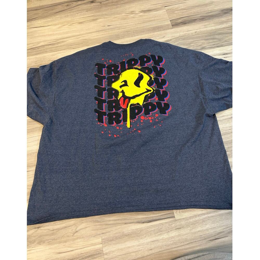 HardTen Clothing ~ Trippy smiley face Graphic Blue T-Shirt Men's sz 5XL